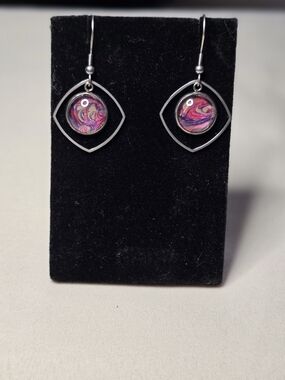 🌟3 for $18!🌟One Of A Kind, Handmade Acrylic Pour Pink Swirl Drop Earrings